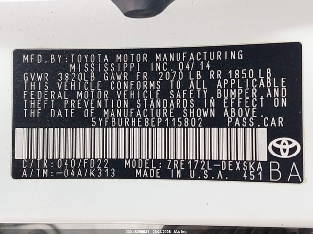 Toyota Corolla S Plus 2014 5YFBURHE8EP115802 Image 9