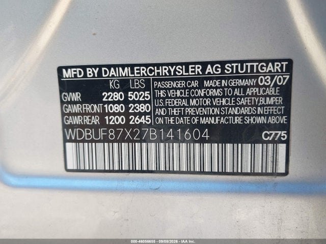Aukcja sprzedaży 2007 Mercedes-benz E 350 4matic, vin: WDBUF87X27B141604, numer aukcji: 46056655