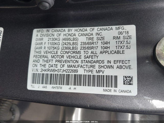 Aukcja sprzedaży 2018 Honda Cr-v Lx, vin: 2HKRW6H37JH222689, numer aukcji: 46056669
