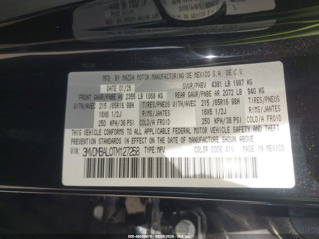 Aukcja sprzedaży 2026 Mazda Cx-30 2.5 S, vin: 3MVDMBAL0TM127258, numer aukcji: 46056670