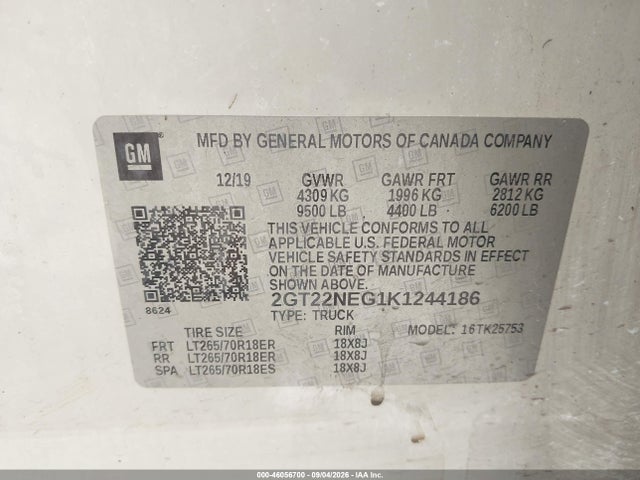 Продажа на аукционе авто 2019 Gmc Sierra 2500hd, vin: 2GT22NEG1K1244186, номер лота: 46056700