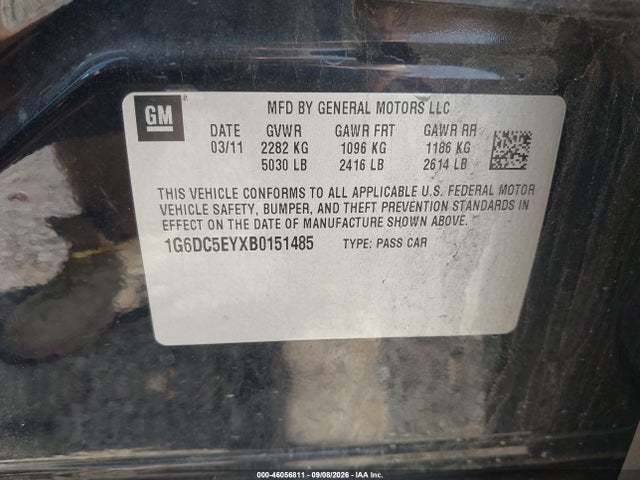 46056811 :رقم المزاد ، 1G6DC5EYXB0151485 vin ، 2011 Cadillac Cts مزاد بيع