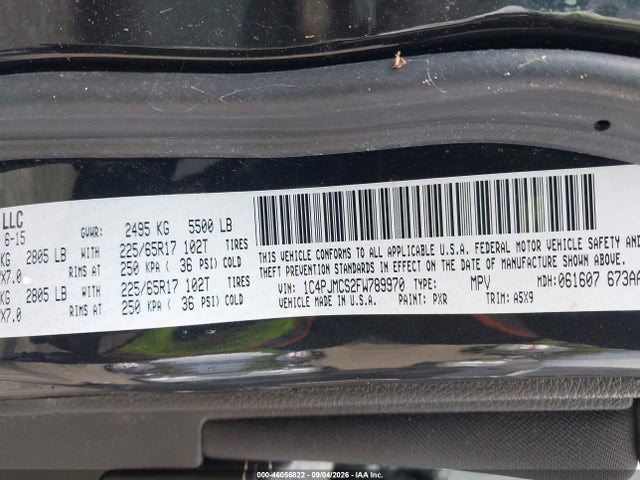 2015 Jeep Cherokee Latitude მანქანა იყიდება აუქციონზე, vin: 1C4PJMCS2FW789970, აუქციონის ნომერი: 46056822
