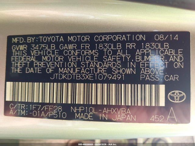 Продаж на аукціоні авто 2014 Toyota Prius C Two, vin: JTDKDTB3XE1079491, номер лоту: 46056869