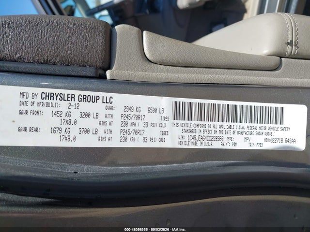 Aukcja sprzedaży 2012 Jeep Grand Cherokee Laredo, vin: 1C4RJEAG4CC259560, numer aukcji: 46056955