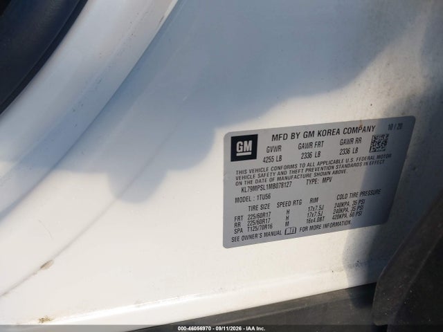 46056970 :رقم المزاد ، KL79MPSL1MB078127 vin ، 2021 Chevrolet Trailblazer Fwd Lt مزاد بيع