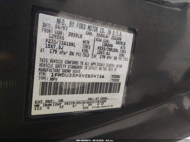 Продажа на аукционе авто 1997 Ford Explorer Eddie Bauer/limited/xlt, vin: 1FMDU35P0VZB54736, номер лота: 46056975