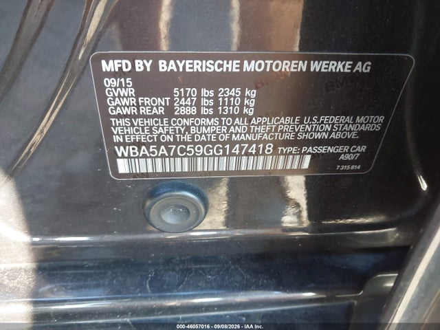 BMW 528i Xdrive 2016 WBA5A7C59GG147418 Image 9