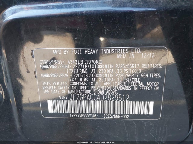 Aukcja sprzedaży 2013 Subaru Xv Crosstrek 2.0i Premium, vin: JF2GPACC4D2829512, numer aukcji: 46057135