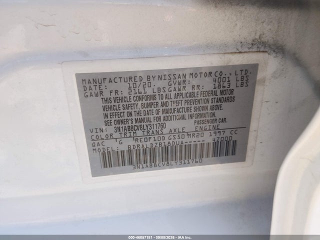 Продаж на аукціоні авто 2020 Nissan Sentra Sv Xtronic Cvt, vin: 3N1AB8CV8LY311760, номер лоту: 46057181