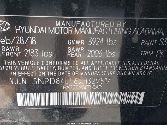 Продажа на аукционе авто 2018 Hyundai Elantra Sel, vin: 5NPD84LF6JH329517, номер лота: 46057210