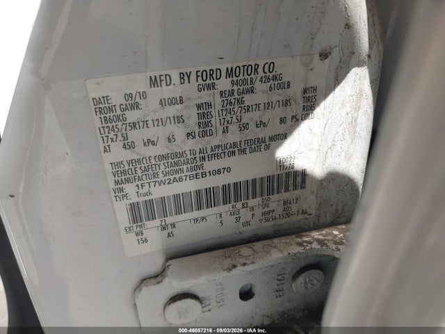 Продаж на аукціоні авто 2011 Ford F-250 Xl, vin: 1FT7W2A67BEB10870, номер лоту: 46057216