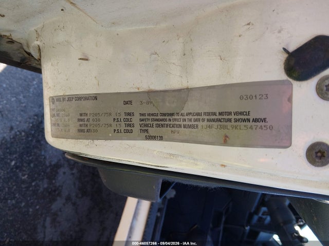 Продаж на аукціоні авто 1989 Jeep Cherokee Pioneer, vin: 1J4FJ38L9KL547450, номер лоту: 46057266