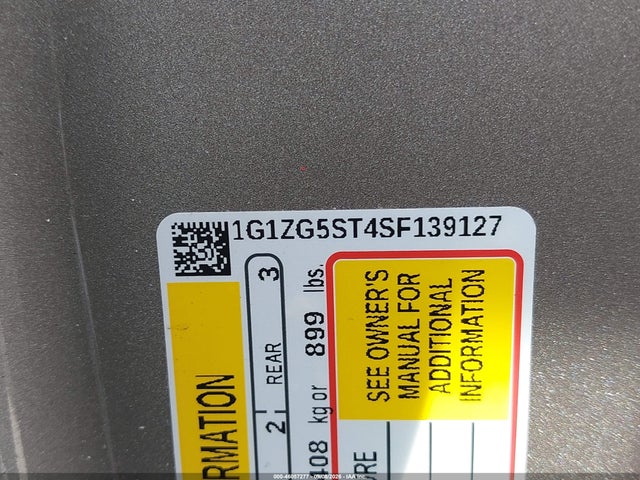 46057277 :رقم المزاد ، 1G1ZG5ST4SF139127 vin ، 2025 Chevrolet Malibu Fwd Rs مزاد بيع