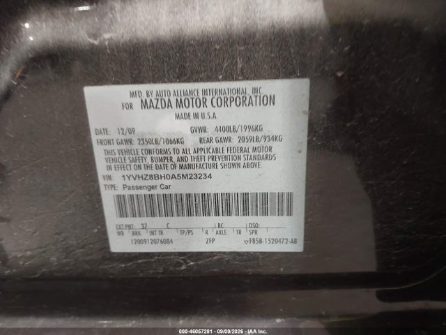 Продаж на аукціоні авто 2010 Mazda Mazda6 I Sport, vin: 1YVHZ8BH0A5M23234, номер лоту: 46057281