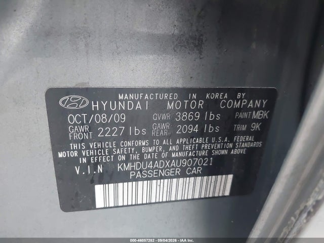 2010 Hyundai Elantra Gls მანქანა იყიდება აუქციონზე, vin: KMHDU4ADXAU907021, აუქციონის ნომერი: 46057282