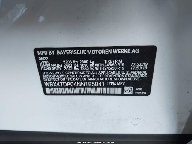 WBX47DP04NN185841 BMW X3 Sdrive30i