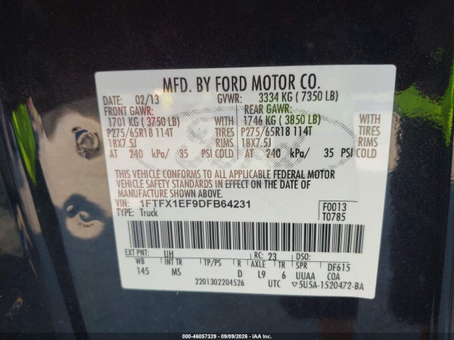 Продаж на аукціоні авто 2013 Ford F-150 Xlt, vin: 1FTFX1EF9DFB64231, номер лоту: 46057329