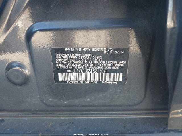 46057336 :رقم المزاد ، JF1VA1J65F9813078 vin ، 2015 Subaru Wrx Limited مزاد بيع