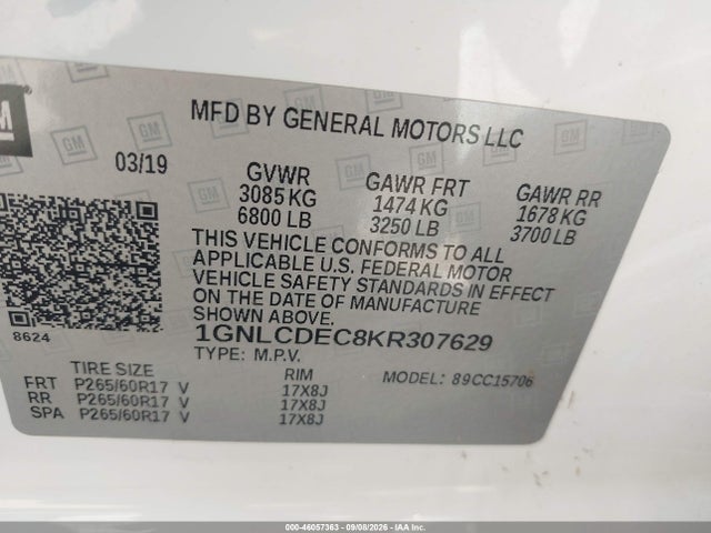 1GNLCDEC8KR307629 Chevrolet Tahoe Commercial Fleet