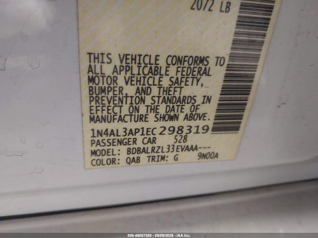 Продажа на аукционе авто 2014 Nissan Altima 2.5/2.5 S/2.5 Sl/2.5 Sv, vin: 1N4AL3AP1EC298319, номер лота: 46057388