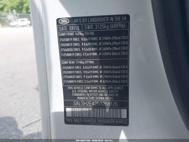 Aukcja sprzedaży 2011 Land Rover Range Rover Sport Supercharged, vin: SALSH2E42BA268126, numer aukcji: 46057396