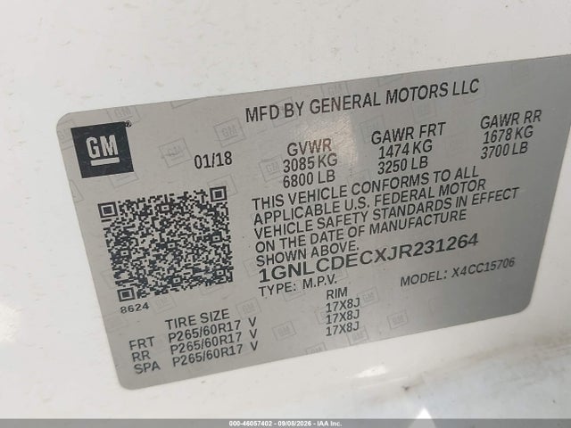 1GNLCDECXJR231264 Chevrolet Tahoe Commercial Fleet