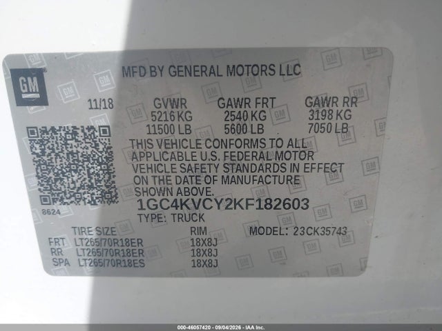1GC4KVCY2KF182603 Chevrolet Silverado 3500hd Wt