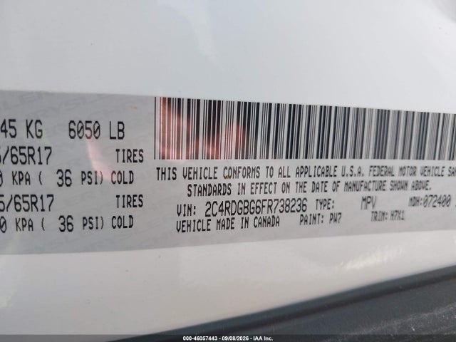 Aukcja sprzedaży 2015 Dodge Grand Caravan American Value Pkg, vin: 2C4RDGBG6FR738236, numer aukcji: 46057443