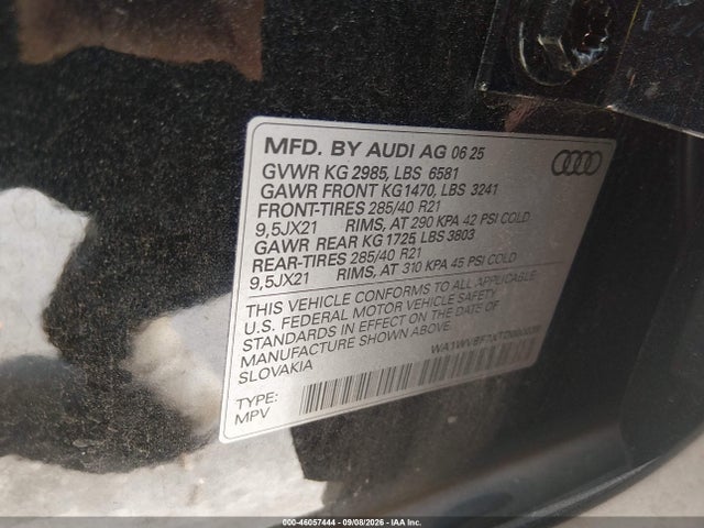 46057444 :رقم المزاد ، WA1WVBF7XTD000039 vin ، 2026 Audi Q7 Prestige S Line Tfsi Quattro Tiptronic/prestige Tfsi Quattro Tiptronic مزاد بيع