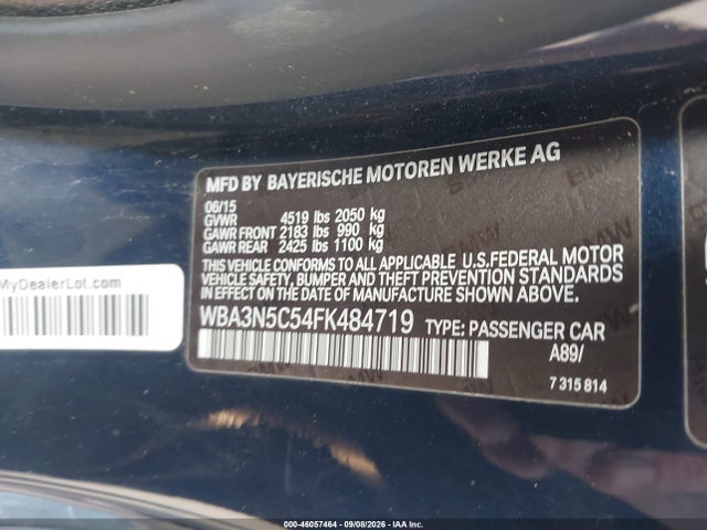46057464 :رقم المزاد ، WBA3N5C54FK484719 vin ، 2015 Bmw 428i Xdrive مزاد بيع