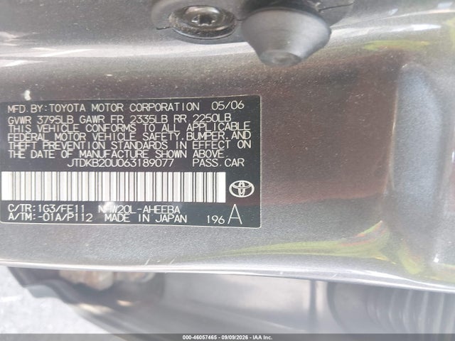 Aukcja sprzedaży 2006 Toyota Prius, vin: JTDKB20U063189077, numer aukcji: 46057465