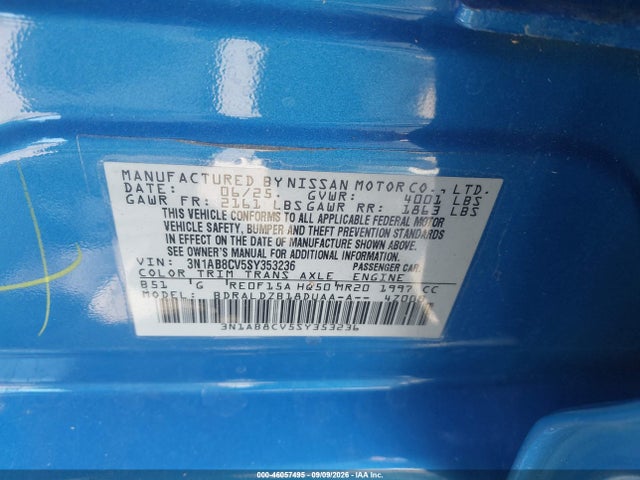 3N1AB8CV5SY353236 Nissan SENTRA SV