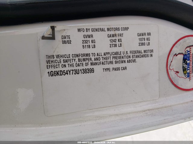 2003 Cadillac Deville Standard მანქანა იყიდება აუქციონზე, vin: 1G6KD54Y73U138399, აუქციონის ნომერი: 46057510