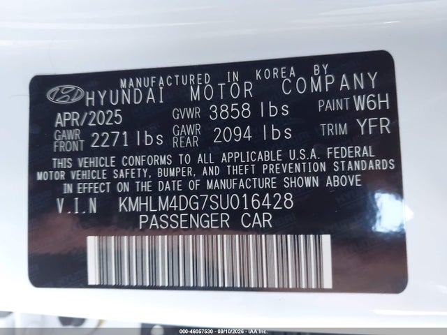 Aukcja sprzedaży 2025 Hyundai Elantra Sel Sport, vin: KMHLM4DG7SU016428, numer aukcji: 46057530