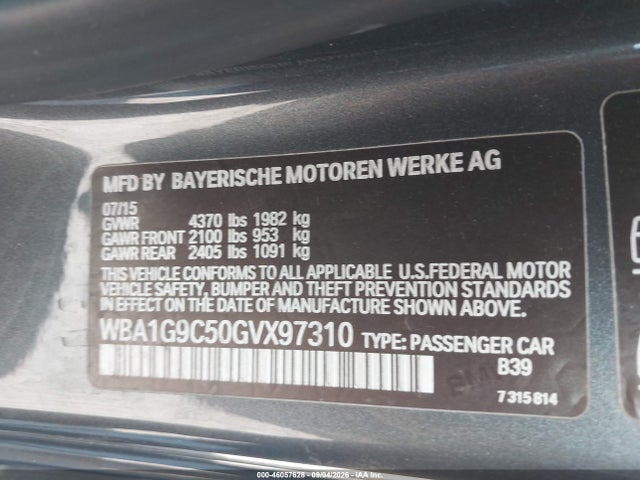 46057628 :رقم المزاد ، WBA1G9C50GVX97310 vin ، 2016 Bmw 228i Xdrive مزاد بيع