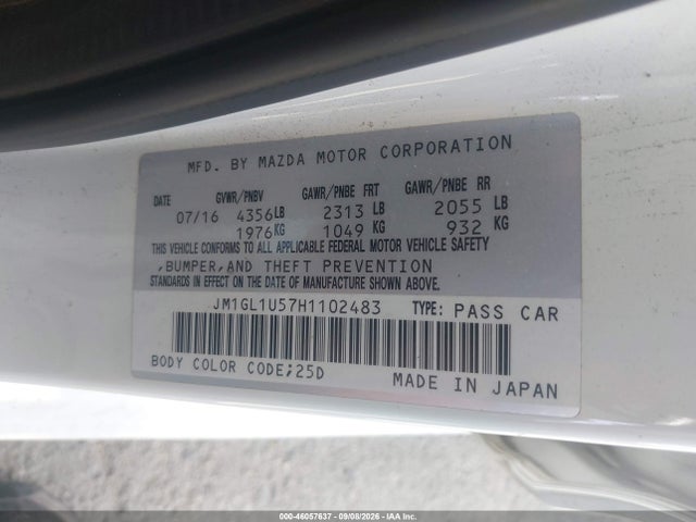2017 Mazda Mazda6 Sport მანქანა იყიდება აუქციონზე, vin: JM1GL1U57H1102483, აუქციონის ნომერი: 46057637