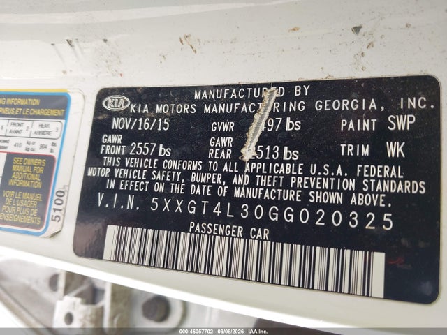 KIA Optima Lx 2016 5XXGT4L30GG020325 Image 9