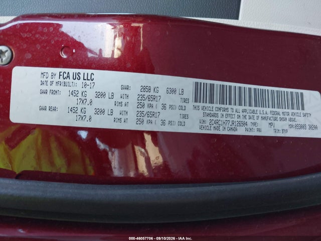 Aukcja sprzedaży 2018 Chrysler Pacifica Hybrid Touring Plus, vin: 2C4RC1H77JR126904, numer aukcji: 46057706