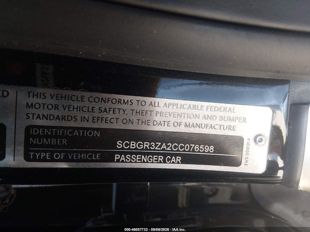 46057732 :رقم المزاد ، SCBGR3ZA2CC076598 vin ، 2012 Bentley Continental Gtc مزاد بيع