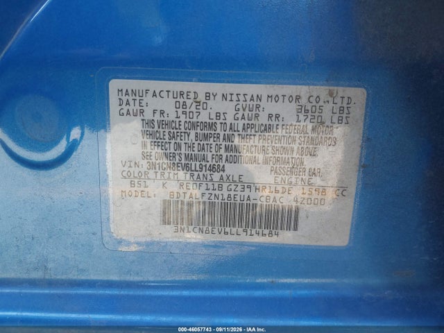 Nissan Versa Sv Xtronic Cvt 2020 3N1CN8EV6LL914684 Image 9