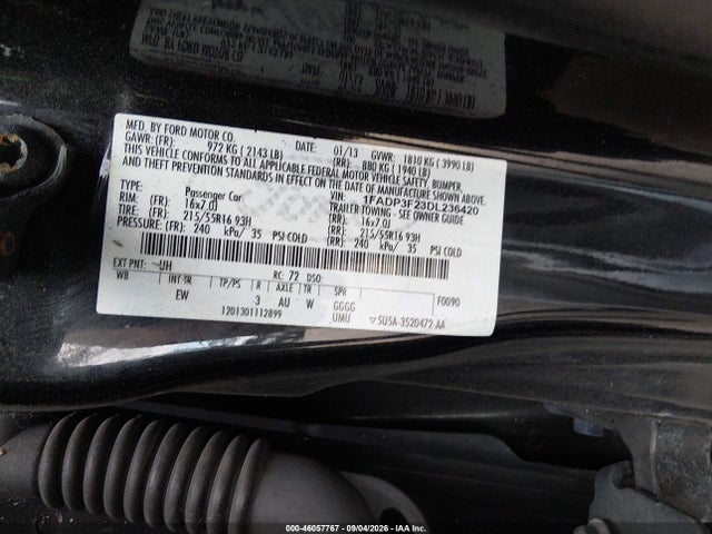 Продаж на аукціоні авто 2013 Ford Focus Se, vin: 1FADP3F23DL236420, номер лоту: 46057767