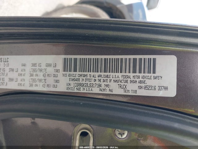 46057775 :رقم المزاد ، 1C6RR6KG9JS317184 vin ، 2018 Ram 1500 Tradesman  4x2 5'7 Box مزاد بيع