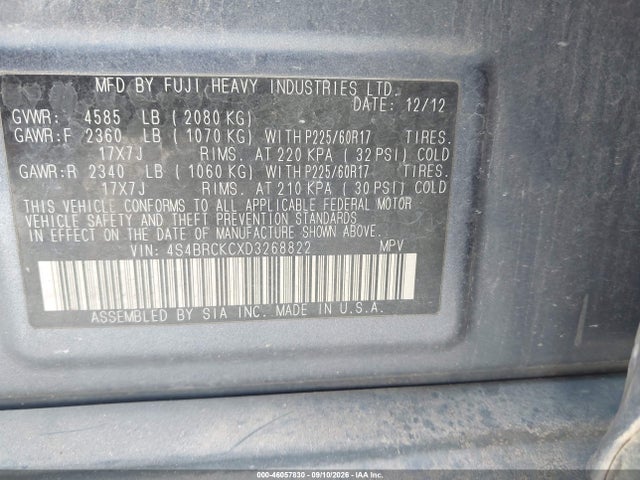 Aukcja sprzedaży 2013 Subaru Outback 2.5i Limited, vin: 4S4BRCKCXD3268822, numer aukcji: 46057830