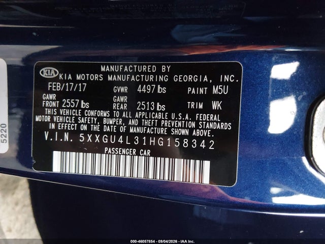 KIA OPTIMA EX 2017 5XXGU4L31HG158342 Image 9