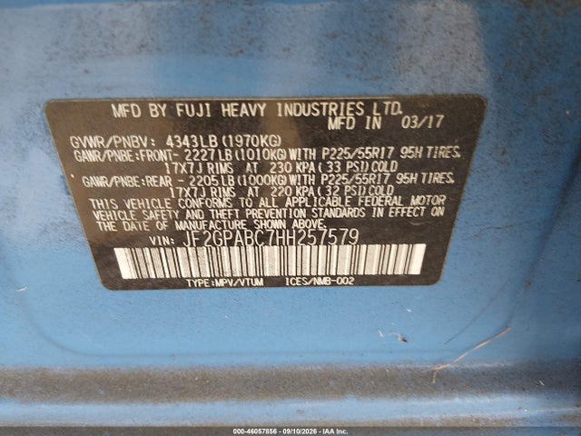 Subaru Crosstrek 2.0i Premium 2017 JF2GPABC7HH257579 Image 9