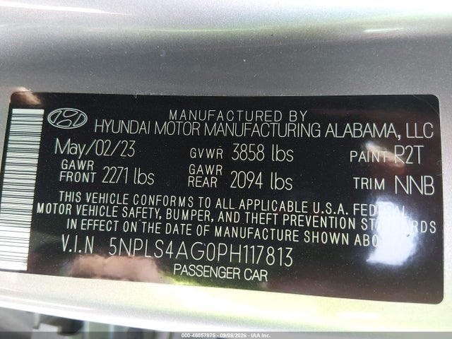 Aukcja sprzedaży 2023 Hyundai Elantra Sel, vin: 5NPLS4AG0PH117813, numer aukcji: 46057875