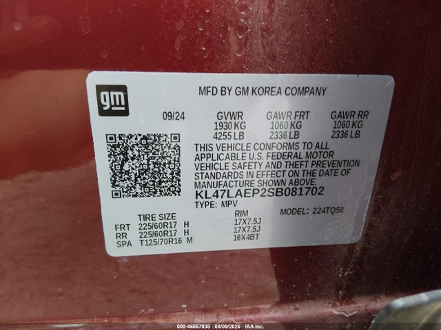 46057938 :رقم المزاد ، KL47LAEP2SB081702 vin ، 2025 Buick Envista Preferred Fwd مزاد بيع