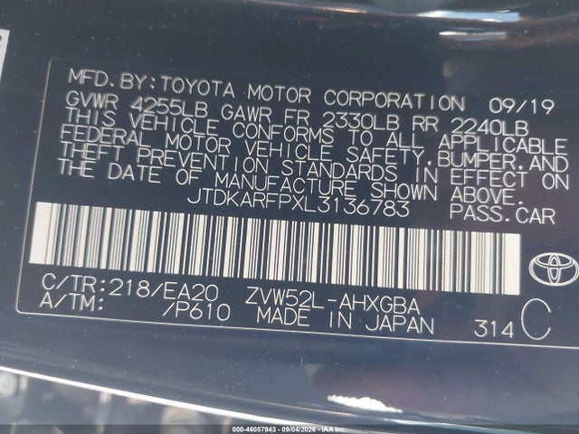 Aukcja sprzedaży 2020 Toyota Prius Prime Limited, vin: JTDKARFPXL3136783, numer aukcji: 46057943