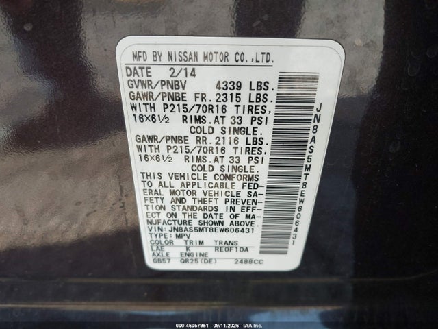 Nissan Rogue Select S 2014 JN8AS5MT8EW606431 Image 9